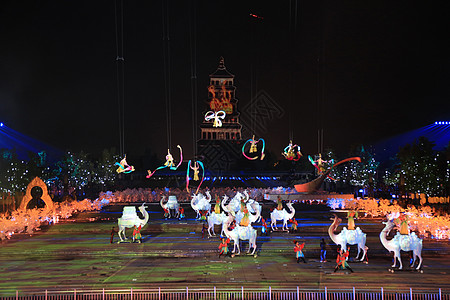 西安夜景大雁塔灯光秀背景