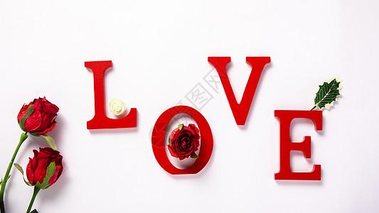 白色,花朵白色背景上的love爱红色字母背景