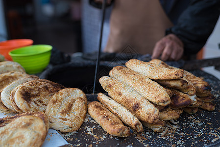 江苏靖江季市老街烧饼背景图片