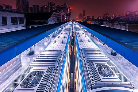 运行的地铁城市轨道交通夜景背景