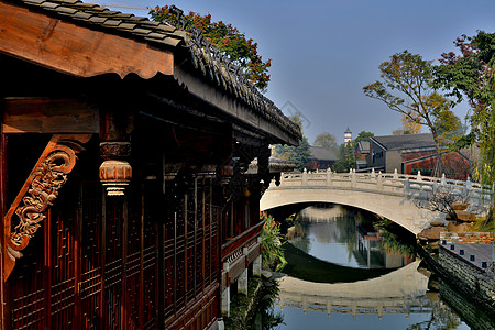 成都天府新区打造的铁像寺水街高清图片