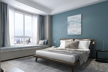 北欧色彩现代卧室空间场景设计图片