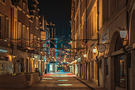 欧洲风格街道夜景道路高清图片素材