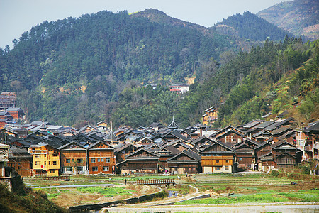 小洲村贵州肇兴侗族寨子背景