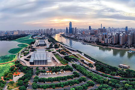 武汉城市风光之汉江日落背景图片