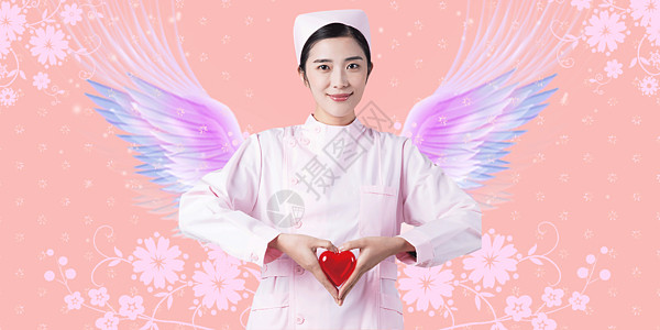 护士节天使的翅膀主题背景图片