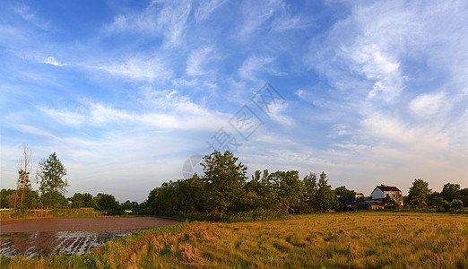 美好新农村乡村日暮背景