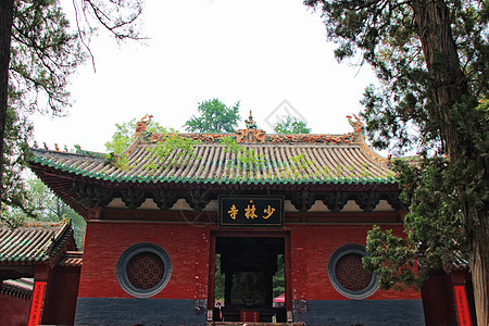 古代的建筑河南郑州登封嵩山少林寺背景