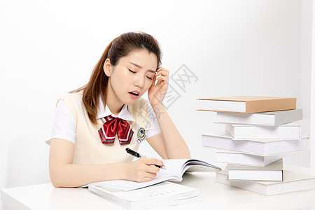 女制服人物学习中头疼的女高中生背景