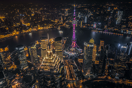 璀璨东京铁塔上海地标夜景背景