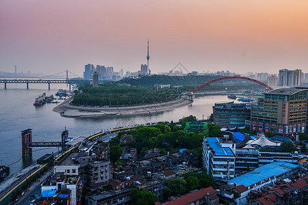 长江与汉江交汇处背景图片