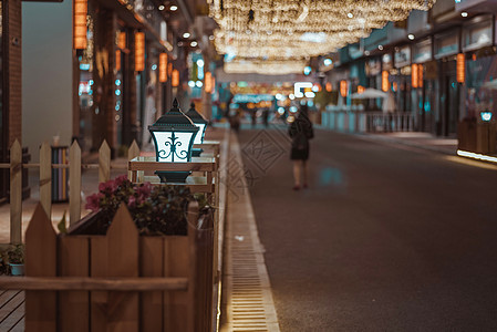 商业灯步行街道夜景背景