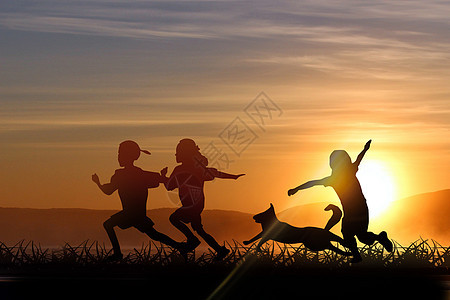 一群孩子在野外游玩图片