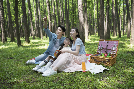 一家人树林里聚餐图片