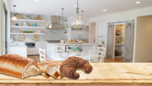 面包餐桌厨房美食背景素材设计图片