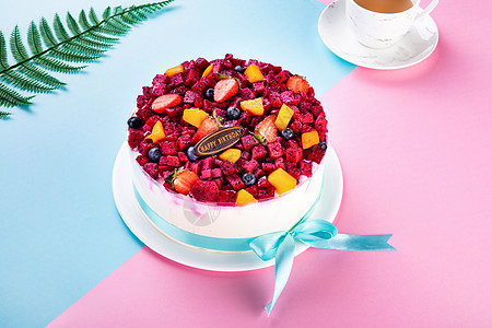 火龙果甜点奶油水果蛋糕背景