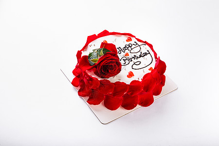 玫瑰奶油水果生日蛋糕图片