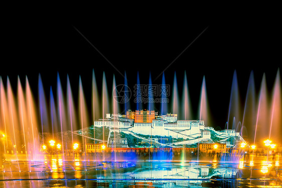 布达拉宫的喷泉图片