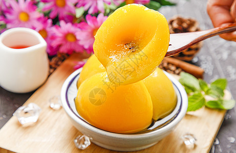 黄桃水果微距高清图片