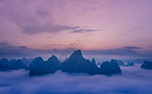 耶稣山阳朔兴坪云海背景