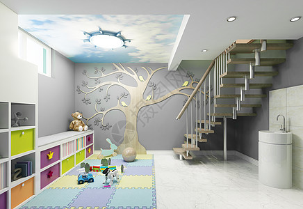 幼儿园楼梯幼儿园室内效果图背景