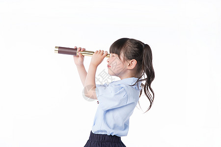 儿童节小女孩教育探索望远镜背景图片