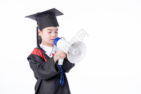 儿童小女孩毕业手持喇叭喊话图片