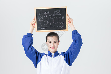 女性学生校服黑板学习背景图片