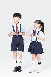 穿着校服的儿童同学学前教育背景图片