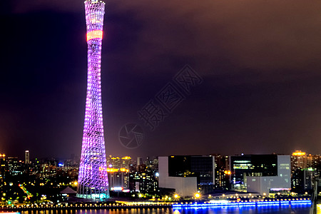 猎德大桥夜景广州塔背景