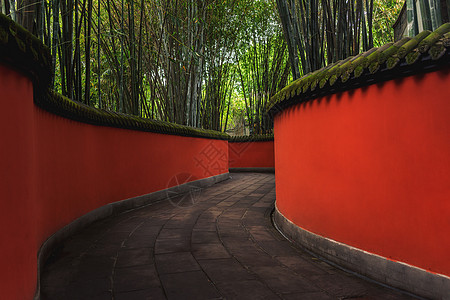 传统古典纹样成都武侯祠红墙走廊背景