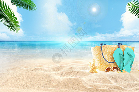 夏日沙滩景色图片 夏日沙滩景色素材 夏日沙滩景色高清图片 摄图网图片下载