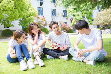 音乐培训学校校园生活学生弹尤克里里背景