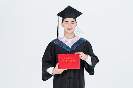 穿中山装的男生毕业季穿学士服的毕业大学生背景