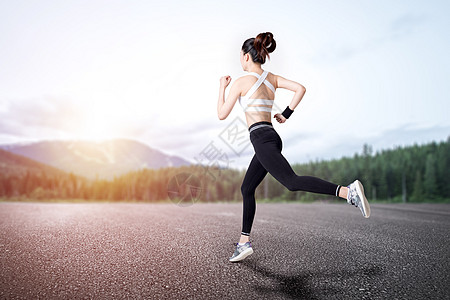 跑步健身美女跑步设计图片