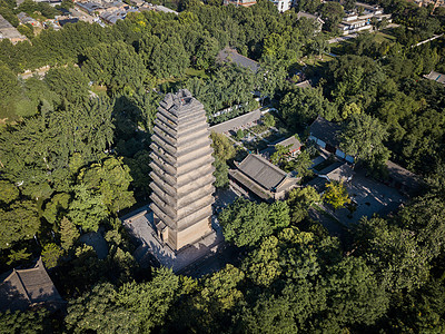 小雁塔航拍寺庙鸟瞰素材高清图片