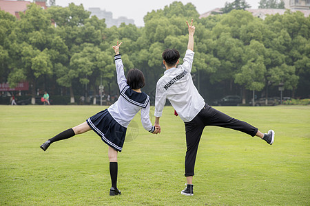 校园情侣背影图片校服图片