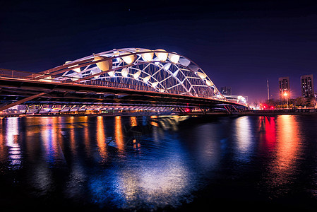 天津海河夜景背景图片