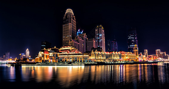 桥梁裂缝天津海河夜景背景