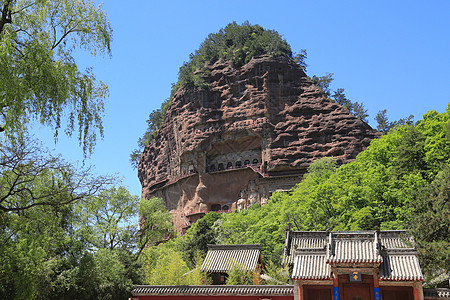 甘肃天水麦积山石窟背景