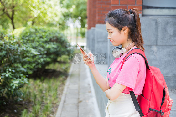 青春学生看手机图片