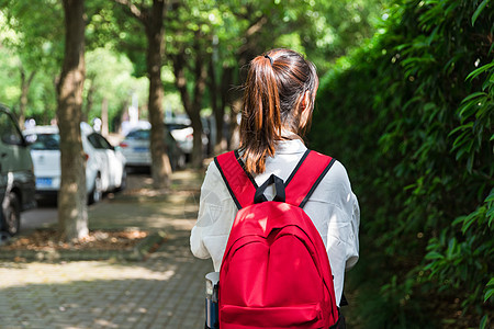 大学生背着书包背影图片