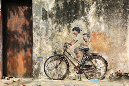 马来西亚槟城乔治市街头艺术壁画图片