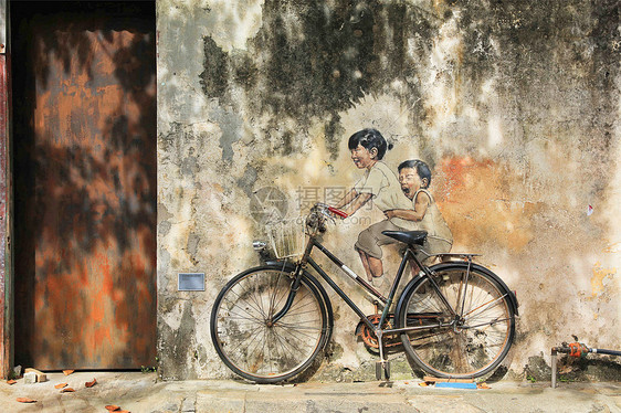 马来西亚槟城乔治市街头艺术壁画图片