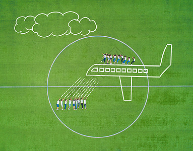 飞机插画创意航拍校园背景