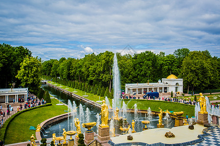 小区绿化俄罗斯圣彼得堡夏宫背景