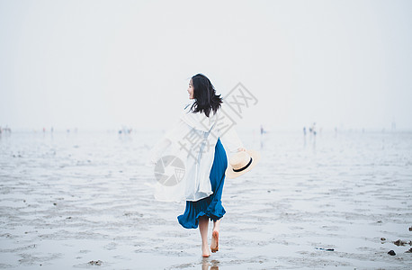 小清新海滩美女海滩女神背景