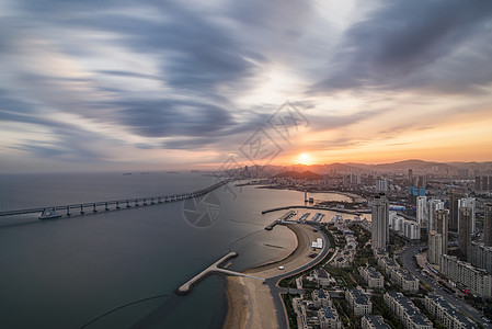 海滨城市大连落日图片