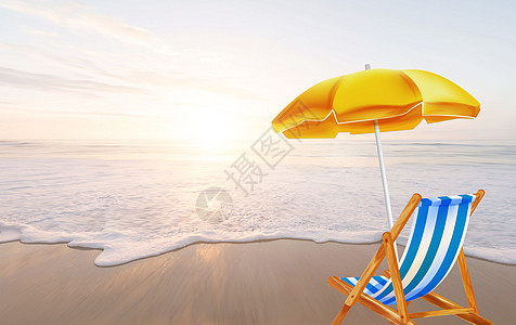 沙滩上的防嗮伞背景图片