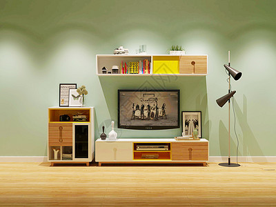 现代电视柜效果图背景图片